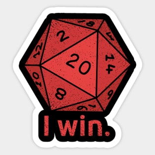 D20 Dice I Win Sticker